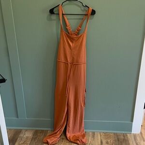 BKE Rust Orange Jumpsuit with Adjustable Straps